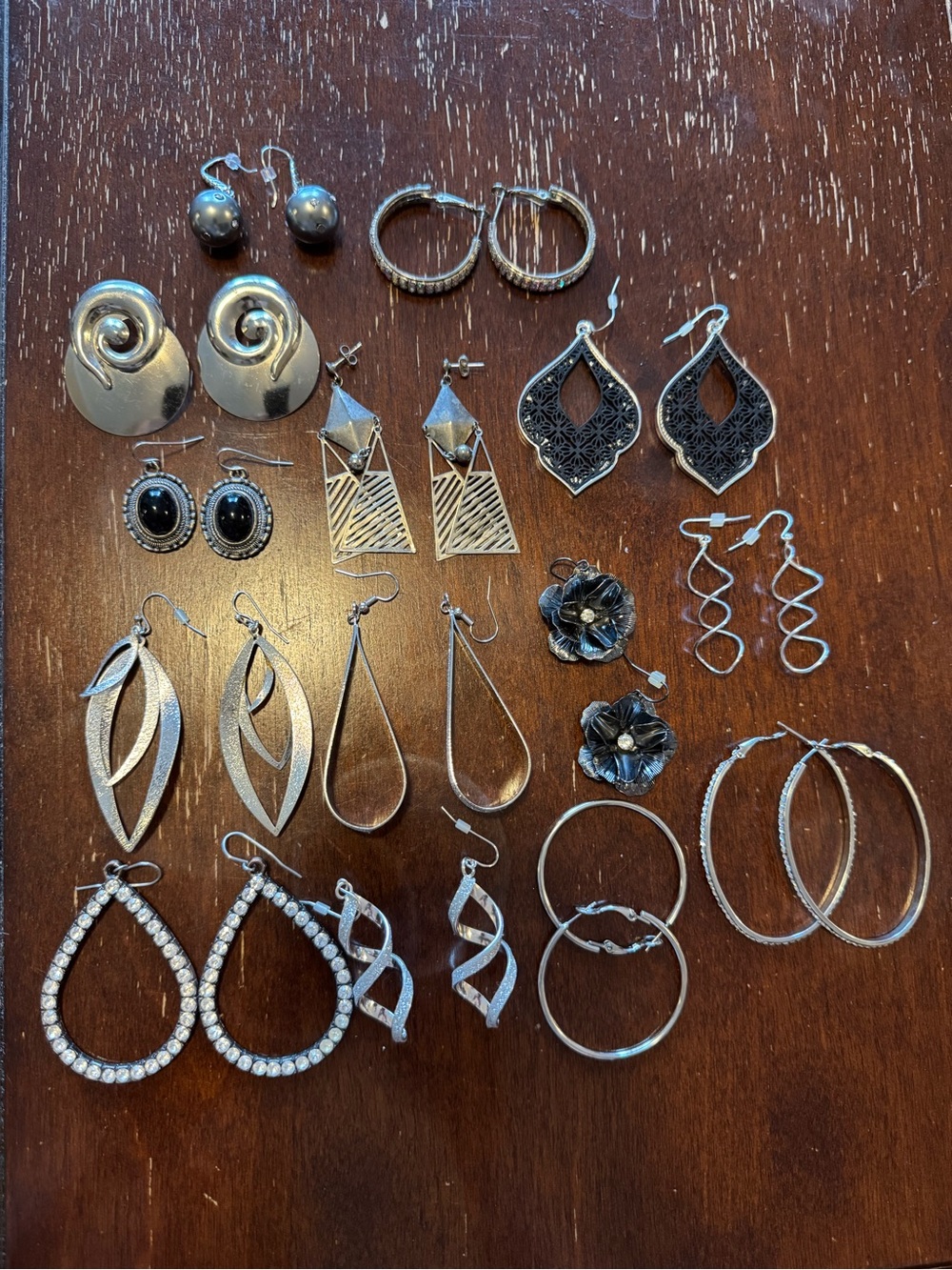 Silver Tone Fashion Earrings Bundle 14 Pairs